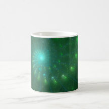 Arte del fractal "del gusano verde cuadrado" tazas