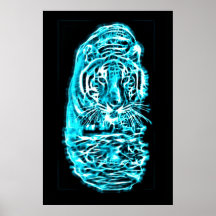 Arte del fractal del tigre poster
