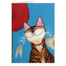 arte del gato - flor del kenzo tarjetón