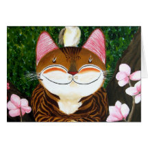 arte del gato - madera (5 elementos) tarjeta