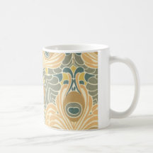 arte del modelo del pavo real del nouveau del arte taza