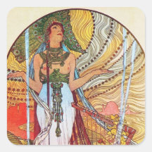 Arte del pavo real de Alfonso Mucha Etiquetas