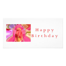 Arte del pétalo de RedRose PinkRose del feliz cump Tarjetas Con Fotos Personalizadas