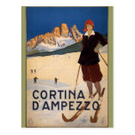 Arte del poster del viaje del vintage de Cortina d Postales