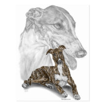 Arte del retrato del perro del galgo tarjetas postales