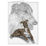 Arte del retrato del perro del galgo tarjetón