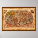 Arte del siglo XV del mapa de Viejo Mundo Poster