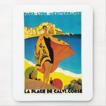 Arte del viaje de Francia del vintage del de Calvi Alfombrilla De Ratón