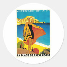 Arte del viaje de Francia del vintage del de Calvi Etiqueta