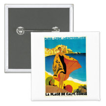 Arte del viaje de Francia del vintage del de Calvi Pins