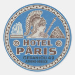 Arte del viaje de París del hotel del vintage Etiqueta Redonda
