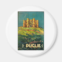 Arte del viaje del vintage de Castle del Monte Pug Iman