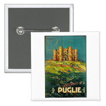 Arte del viaje del vintage de Castle del Monte Pug Pin