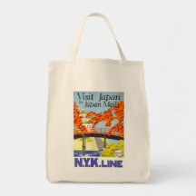 Arte del viaje del vintage de Japón de la visita Bolsa De Mano