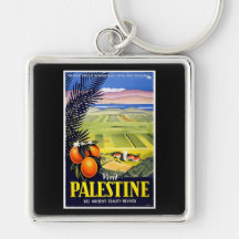 Arte del viaje del vintage de la Tierra Santa de P Llavero Personalizado