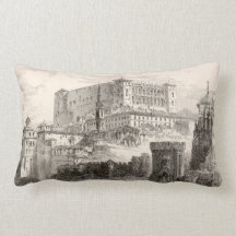 Arte del vintage del paisaje urbano de la fortalez almohadas
