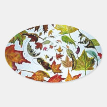 Arte del vórtice de las hojas de otoño colcomanias de óval personalizadas