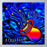 Arte del zodiaco del acuario poster