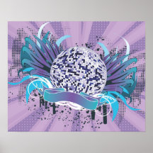 arte enrrollado del vector de la bola de discoteca poster