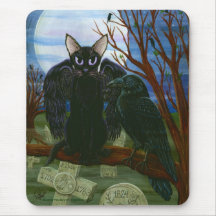 Arte gótico Mousepad del cuervo del gato negro de  Tapetes De Raton