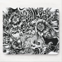 Arte japonés del tatuaje de la resaca del ejemplo  tapete de ratones