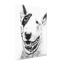 Arte lindo del perro de bull terrier impresión en lona estirada