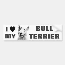 Arte lindo del perro de bull terrier pegatina de parachoque