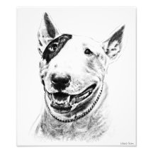 Arte lindo del perro de bull terrier impresión fotográfica