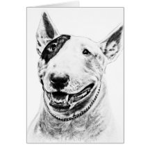 Arte lindo del perro de bull terrier tarjeton