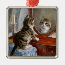 Arte lindo del vintage del gato del gatito adorno de navidad