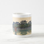 Arte lluvioso japonés del paisaje del ukiyo-e clás taza