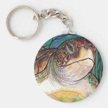 Arte magnífico del estilo del vitral de la tortuga llavero