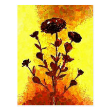 Arte medieval impresionista amarillo de la flor tarjetas postales