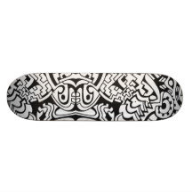 Arte mínimo de la pintada blanco y negro patin personalizado