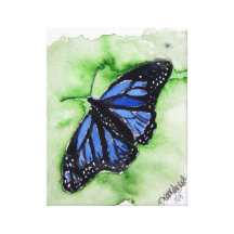 arte moderno abstracto azul de la mariposa de mona impresión de lienzo