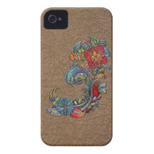 Arte moderno del extracto floral de los rizos Case-Mate iPhone 4 fundas