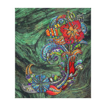 Arte moderno del extracto floral de los rizos impresiones de lienzo