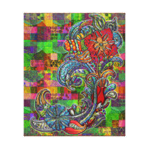 Arte moderno del extracto floral de los rizos lona envuelta para galerias