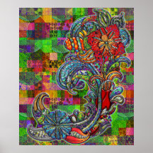 Arte moderno del extracto floral de los rizos poster