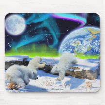 Arte Mousepad de Borealis del oso polar y de la au