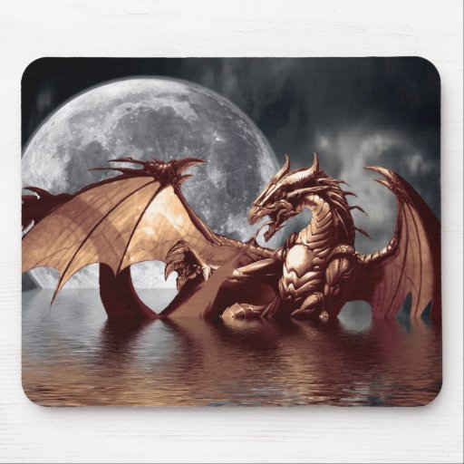 Arte Mousepad de la fantasía del dragón y de la lu Alfombrillas De Raton