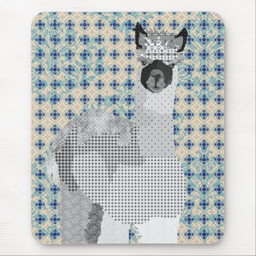 Arte negro y azul retro Mousepad de la alpaca