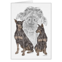 Arte negro y del moreno del Doberman del Pinscher  Tarjeta