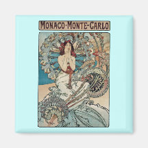 Arte Nouveau de Mónaco Monte Carlo del ~ de Alfons Imán Para Frigorífico