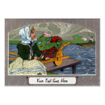 Arte Nouveau del chica, de la carretilla y del mue Plantillas De Tarjetas De Visita