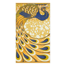 Arte Nouveau del poster del pavo real del vintage Tarjetas Personales