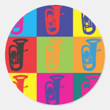 Arte pop de la tuba pegatinas redondas