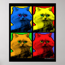 Arte pop de pelo largo del gato por la petición posters