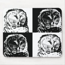 Arte pop del búho barrado de B/W Tapete De Ratones