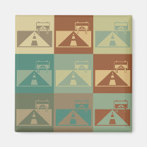 Arte pop del viaje por carretera iman de nevera